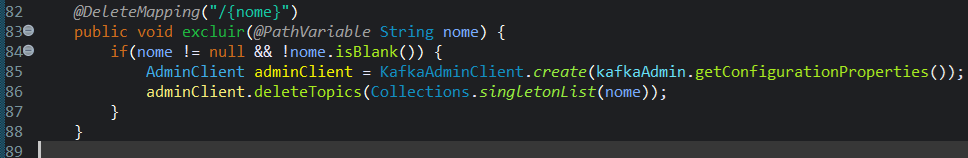 Print screen da tela do Eclipse exibindo a classe TopicoController