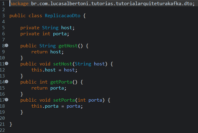 Print screen da tela do Eclipse exibindo a classe ReplicaDto