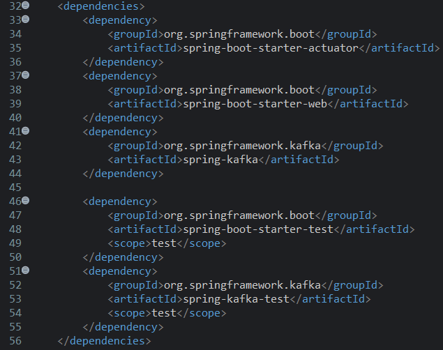 Print screen da tela do Eclipse exibindo as dependências do arquivo pom.xml