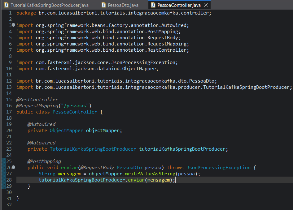 Print screen da tela do Eclipse exibindo a classe de controller concluída
