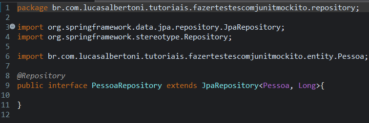 Print screen da tela do Eclipse exibindo a interface Pessoa