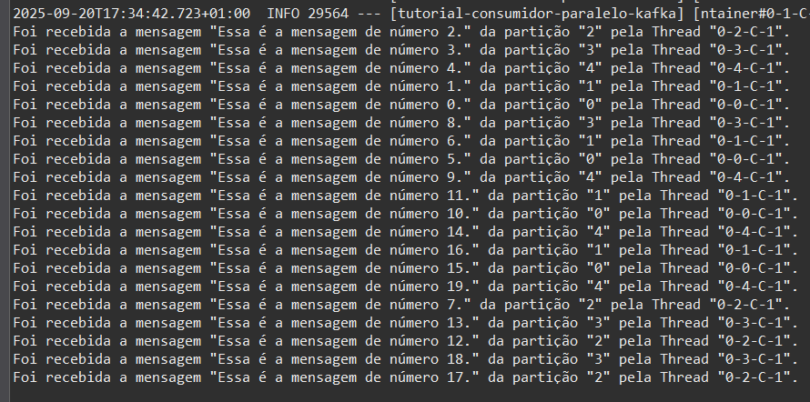 Print screen da tela do Eclipse exibindo os logs finais